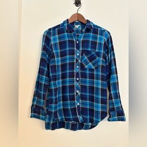 Woolrich Navy and Cyan Plaid Shirt